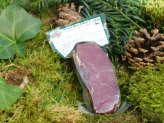 Rauchfleisch vom Hirschrücken u. Lachs, ca.100g